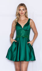 Sheer-Lace Corset-Bodice Homecoming Dress 9200