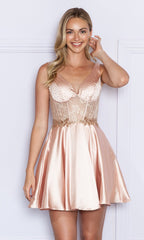 Sheer-Lace Corset-Bodice Homecoming Dress 9200