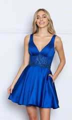 Sheer-Lace Corset-Bodice Homecoming Dress 9200