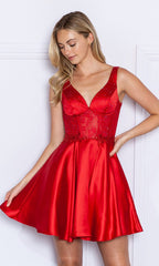 Sheer-Lace Corset-Bodice Homecoming Dress 9200