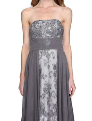 A-Line Mother of the Bride Dress Wrap Included Strapless Floor Length Chiffon Beaded Lace Sleeveless yes with Ruched Beading Appliques