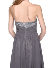 A-Line Mother of the Bride Dress Wrap Included Strapless Floor Length Chiffon Beaded Lace Sleeveless yes with Ruched Beading Appliques