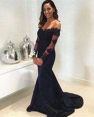 Lace Long Sleeves Mermaid Off Shoulder Bridesmaid Dresses Floor Length