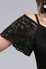 A-line Lace V-Neck Off-the-shoulder Sleeveless Floor-Length Bridesmaid Dresses
