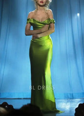 Mermaid Off The Shoulder Satin Green formal dresses Bridesmaid Dresses evening gown Prom Dress