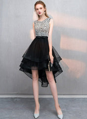 Sequins and Tulle High Low Cute Prom Dress Party Dress, High Low Formal Dresses