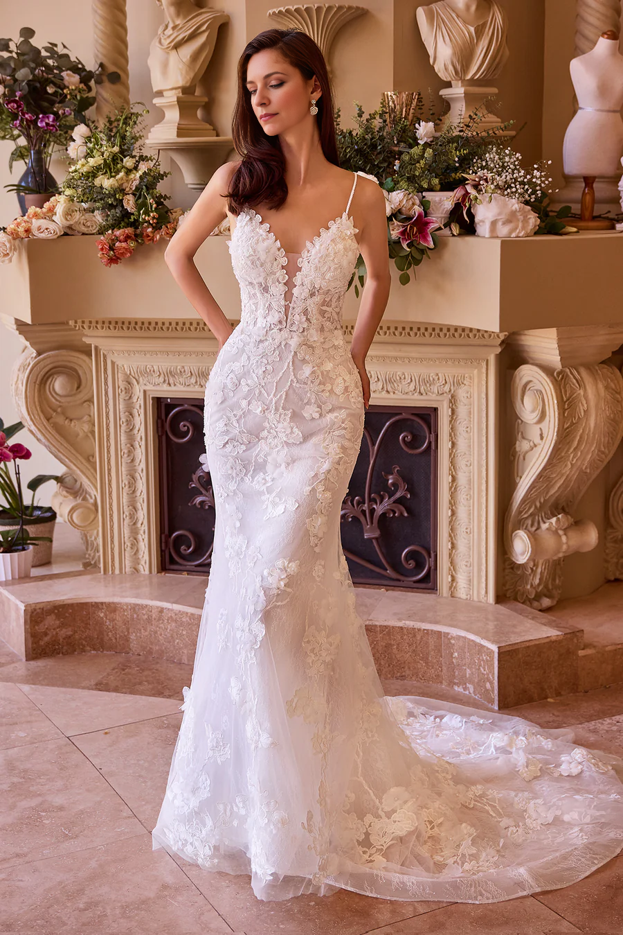 Aimishang Elegant Applique Fitted Sleeveless Bridal Gown Wedding Dresses