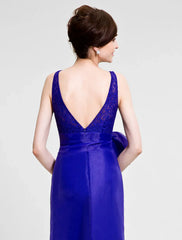 Mermaid / Trumpet Mother of the Bride Dress Beautiful Back Bateau Neck Floor Length Organza Sleeveless No with Lace