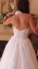 Aimishang Elegant Evening Dress Applique Strapless Tulle Bridal Gown Off White Wedding Dresses