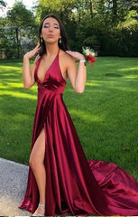 Sexy Prom Dress Slit Skirt, Evening Dress, Dance Dresses, Graduation School Party Gown