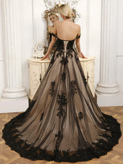 Off-The-Shoulder Tulle Ball Gown Wedding Dresses With Beading