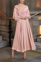 A-line V-neck decal chiffon mother of the bride dress