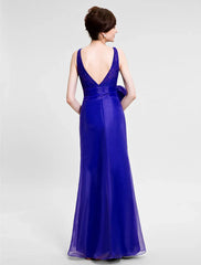 Mermaid / Trumpet Mother of the Bride Dress Beautiful Back Bateau Neck Floor Length Organza Sleeveless No with Lace