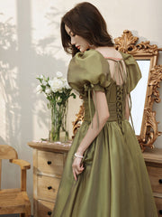 Elegant green tulle long prom dress, green tulle formal dress