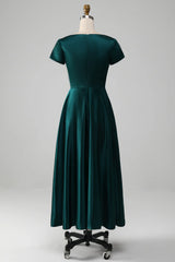 A-line V-neck Satin Mother of the Bride Dress