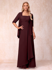 A-line princess sleeveless lotus leaf side length design mother of the bride dress
