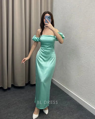 Sheath Off The Shoulder Satin formal dresses Bridesmaid Dresses evening gown Prom Dress