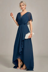 A-Line Asymmetrical Sequins Mother of the Bride Dress With Beading