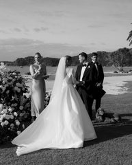 A-Line Beach Satin Wedding Dresses Long Sleeves Jewel Neckline