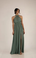 Weitese Prom Shop Dresses Flowy Chiffon A-Line Bridesmaid Dress With Halter Neckline Formal Women's Dresses
