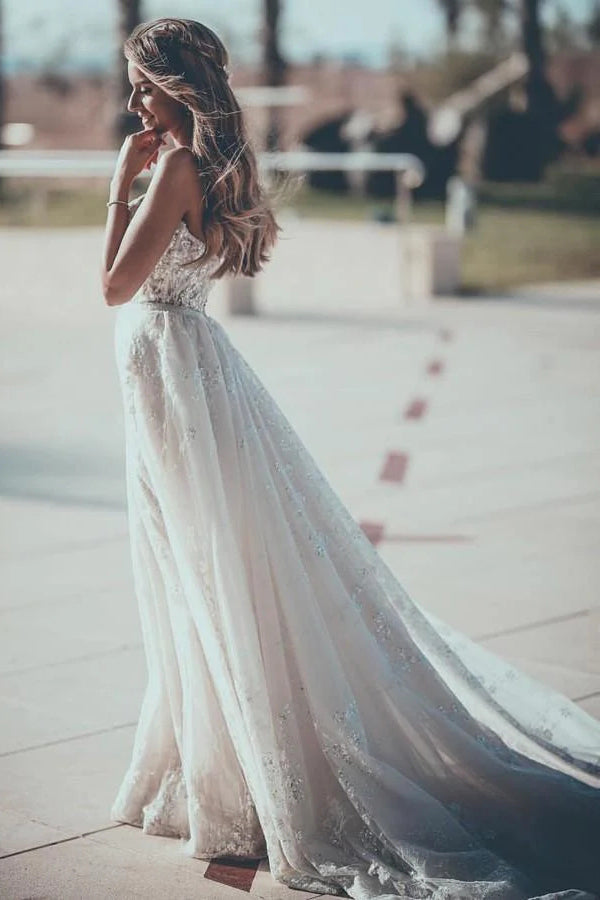 A-Line Sweetheart Lace Wedding Dress with Appliques Bridal Gown TN150