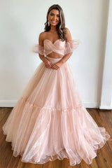 A-Line Sweetheart Long Prom Dress With Detachable Sleeves TP1296