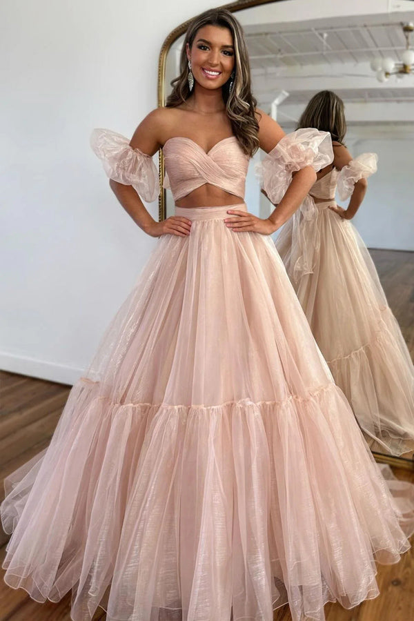 A-Line Sweetheart Long Prom Dress With Detachable Sleeves TP1296