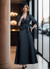 A-line/Princess V-neck satin mother of the bride dress