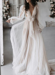 Wholesale A-Line/Princess V-Neck Floor-Length Wedding Dress