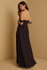 Weitese Formal Wear Dresses Sleeveless Off-the-shoulder Strapless A-line Floor Length Bridesmaid Dress With Slit Formal Black Dresses