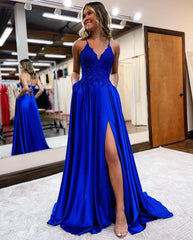 Wholesale A-line Spaghetti Straps Corset Back Prom Dress With Split prom dresses with long sleeves