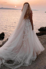 A-line Sweetheart Appliques Bohemian Long Wedding Dress TD0011