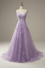 A-line V Neck Sky Blue Lace Prom Dress Lavender Formal Dress TP1167