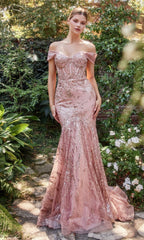 Off-Shoulder Long Sequin Mermaid Prom Dress A1107