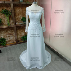 Chiffon Boho Wedding Dress Plus Size Illusion Backless Bridal Gown for Civil and Party