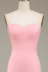 Powder blusher pink mermaid sweetheart satin long bridesmaid dress