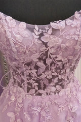 A Line Lavender Lace Long Prom Dress, Lilac Lace Formal Dress, Lavender Evening Dress A1958