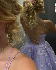 A Line 2024 Violet Purple Lace Short Prom Dresses Lilac Mini Homecoming Dresses