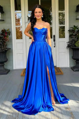 Pleated Strapless Corset Sage Green Satin Prom Dress