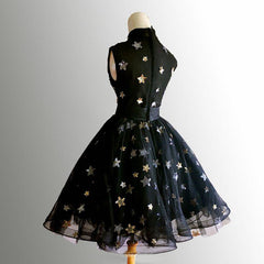 Cute A-line High Neck Homecoming Dresses Black Short Prom Dress, Cute Homecoming Dress