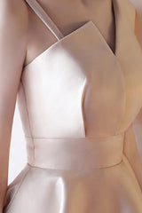 A-Line Deep V-Neck Straps Short Sleeveless Khaki Homecoming Dress TR0190