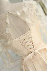 A-Line Half Sleeves Tulle Homecoming Dress With Appliques  TR0204