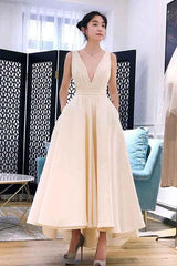 A-line High Low V Neck Short Prom Dress Homecoming Dress HD0063