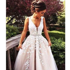 A-line V Neck Light Long Prom Dresses With Tulle A-line/Princess TP0915