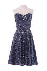 A-line Sweetheart Knee Length Sequined Homecoming Dress With Beads TR0150