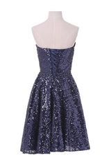 A-line Sweetheart Knee Length Sequined Homecoming Dress With Beads TR0150