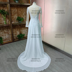 Chiffon Boho Wedding Dress Plus Size Illusion Backless Bridal Gown for Civil and Party