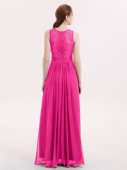 Lace and Chiffon Dress with Zipper Back Fuchsia