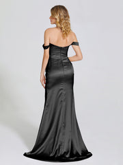 Off The Shoulder Soft Satin Prom Dresses