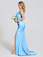 Off The Shoulder Soft Satin Prom Dresses